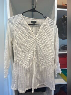 Lauren Jeans Co. Ralph Lauren White Smocked Blouse Size Medium